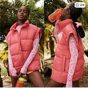 Free People Movement In A Bubble Puffer Vest in Coral Sun